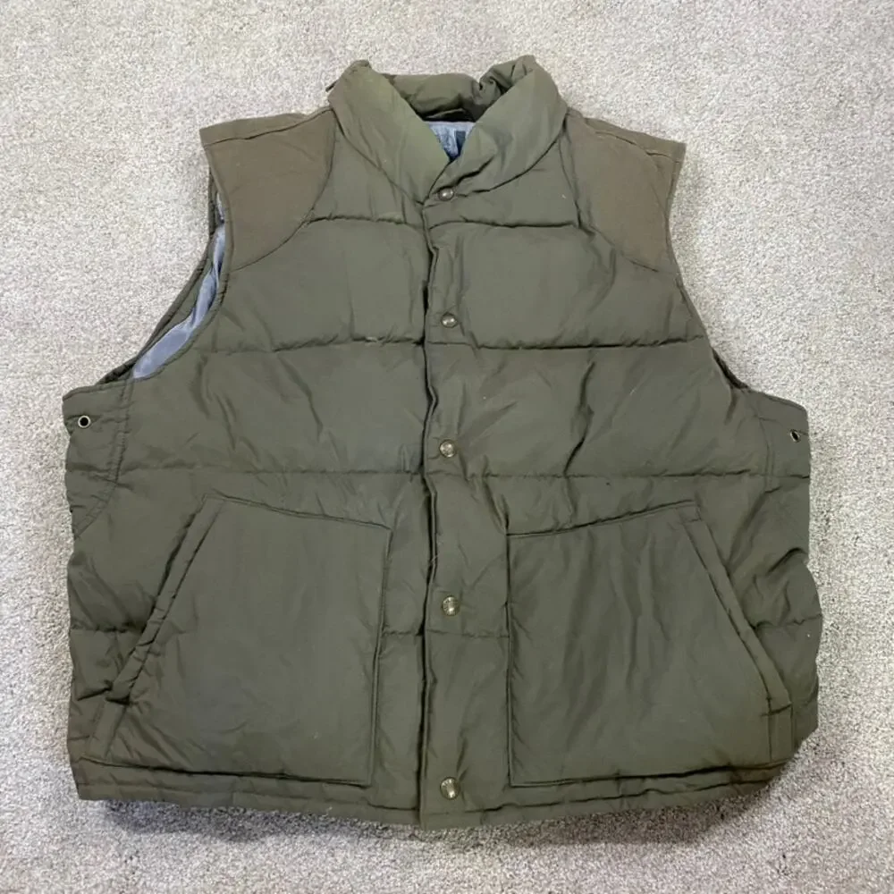 VTG Gap Puffer Vest Mens L Full Zip Gorpcore Down Green Warm 90s Outdoor Ski
